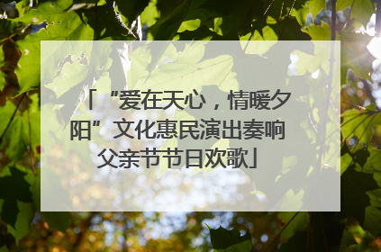 “爱在天心，情暖夕阳”文化惠民演出奏响父亲节节日欢歌