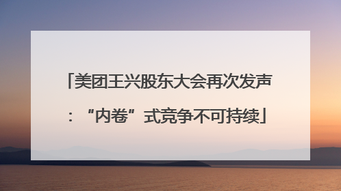 美团王兴股东大会再次发声：“内卷”式竞争不可持续