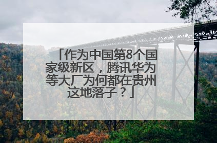 作为中国第8个国家级新区，腾讯华为等大厂为何都在贵州这地落子？
