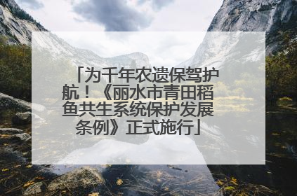 为千年农遗保驾护航！《丽水市青田稻鱼共生系统保护发展条例》正式施行