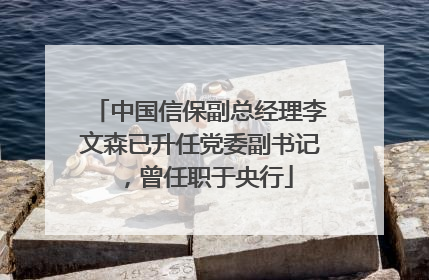 中国信保副总经理李文森已升任党委副书记，曾任职于央行