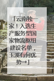 云南独一家！入选生产服务型国家物流枢纽建设名单，玉溪有何优势→