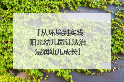 从环境到实践 阳光幼儿园让法治浸润幼儿成长