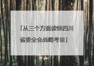 从三个方面读懂四川省委全会战略考量