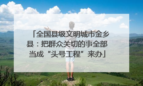 全国县级文明城市金乡县：把群众关切的事全部当成“头号工程”来办