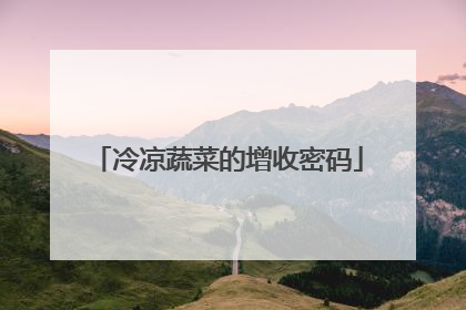 冷凉蔬菜的增收密码