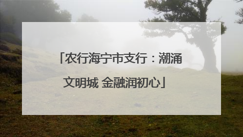 农行海宁市支行：潮涌文明城 金融润初心