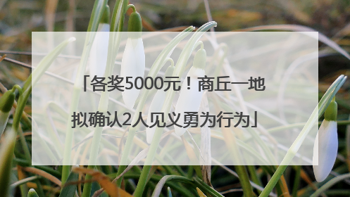 各奖5000元！商丘一地拟确认2人见义勇为行为