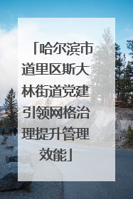 哈尔滨市道里区斯大林街道党建引领网格治理提升管理效能