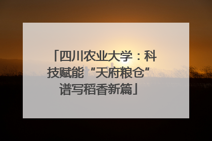 四川农业大学：科技赋能“天府粮仓”谱写稻香新篇