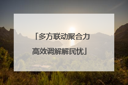 多方联动聚合力 高效调解解民忧