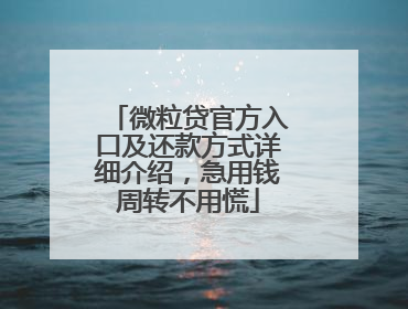 微粒贷官方入口及还款方式详细介绍，急用钱周转不用慌