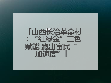 山西长治革命村：“红绿金”三色赋能 跑出富民“加速度”