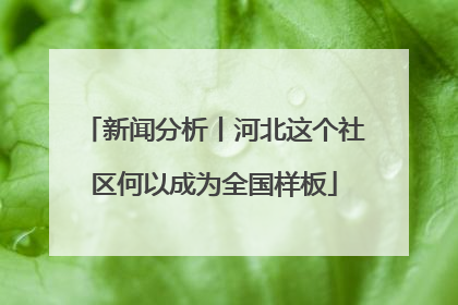 新闻分析丨河北这个社区何以成为全国样板