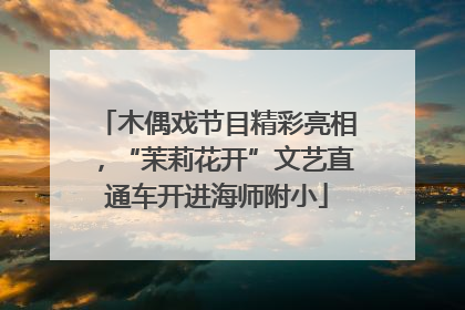 木偶戏节目精彩亮相，“茉莉花开”文艺直通车开进海师附小