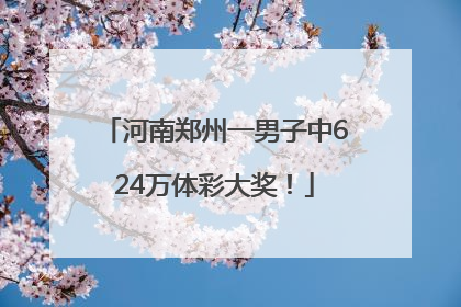 河南郑州一男子中624万体彩大奖！