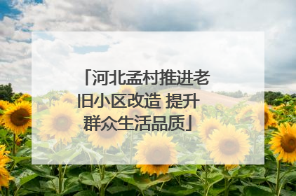 河北孟村推进老旧小区改造 提升群众生活品质
