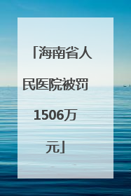 海南省人民医院被罚1506万元