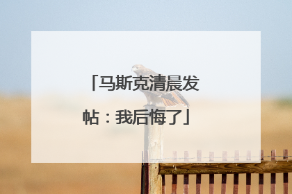 马斯克清晨发帖：我后悔了