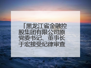黑龙江省金融控股集团有限公司原党委书记、董事长于宏接受纪律审查和监察调查