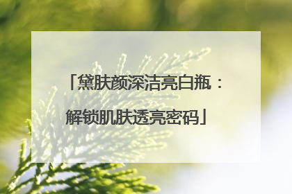 黛肤颜深洁亮白瓶：解锁肌肤透亮密码